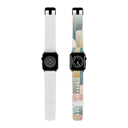 Close-up of the PixelVibe Pastel Geometric Apple Watch Band's chic geometric patterns in soothing hues, crafted by Dazzling Dreams Studio.