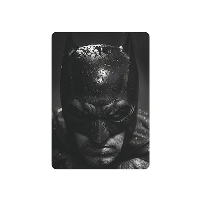 Batman Metal Art Poster displaying a powerful and focused visage of Batman, emphasising premium design and craftsmanship, ideal for elegant interior decoration.