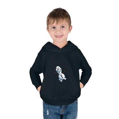 Elegant Girls Olaf Frozen Hoodie in classic black fleece, tailored for children aged 2 to 5 years, showcasing a delightful Olaf design.