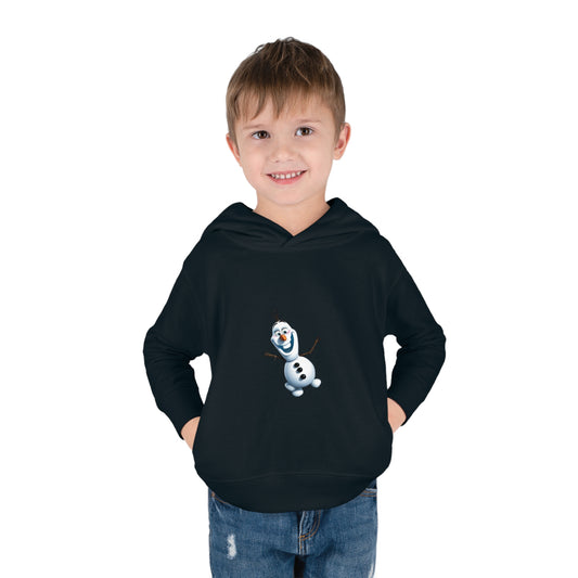 Elegant Girls Olaf Frozen Hoodie in classic black fleece, tailored for children aged 2 to 5 years, showcasing a delightful Olaf design.