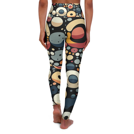 Emerson Belleau High-Waisted Patterned Leggings showcasing a unique blob shape design on a woman's body from the back, highlighting comfort and modern style.