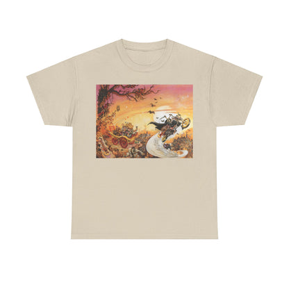 Luxury Discworld Soul Music Graphic Unisex T-Shirt in cream with vibrant album cover art; a premium cotton literary art tee perfect for discerning fashion enthusiasts.