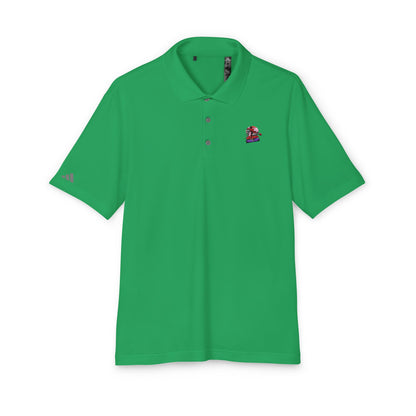 Adidas Unisex Performance Polo Shirt in vibrant green, featuring eco-friendly 100% recycled polyester and UPF 50+ protection for stylish sun safety.