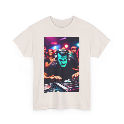 Street Monster Graphic T-Shirt in light beige with a striking DJ graphic, designed for urban fashion enthusiasts.