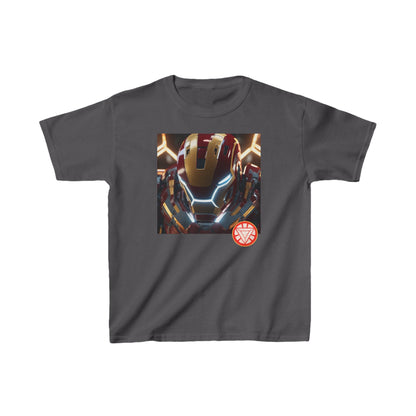 Kids Iron Man Heavy Cotton T-Shirt featuring a striking Iron Man design, crafted from premium heavy cotton for durability and comfort. Perfect for young superheroes.