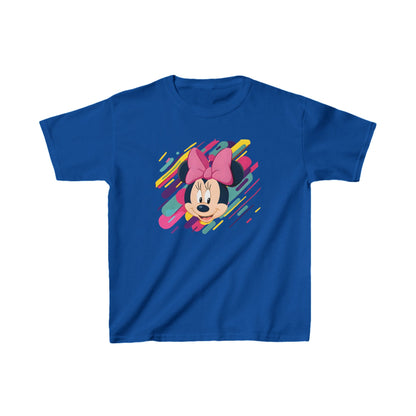 Unisex Kids Minnie Mouse Cotton T-Shirt Tee in bold blue, showcasing a sophisticated Minnie Mouse graphic, perfect for fashion-forward children.