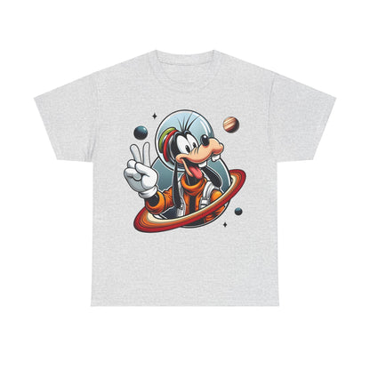 Blast Off with Goofy Astronaut Graphic Unisex Graphic Tee Shirt in grey, showcasing the beloved Goofy in a playful space theme, embodying whimsical charm.