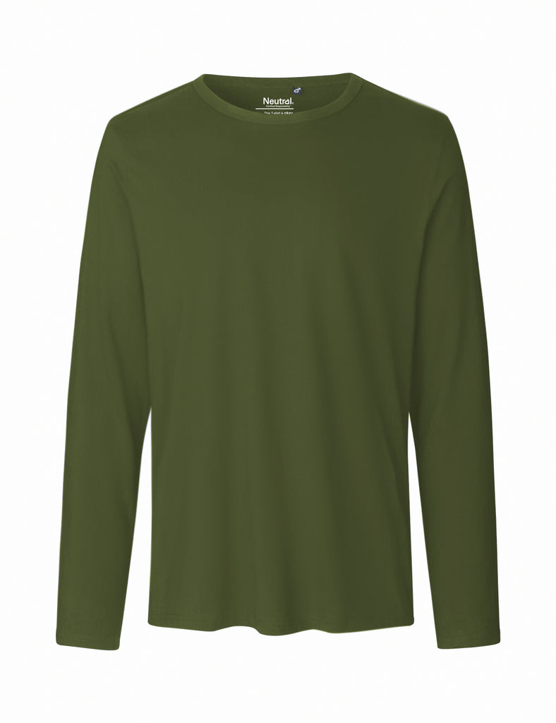 Men's relaxed fit Fairtrade Long Sleeve T-Shirt in a rich colour, perfect for layering or casual ensemble.