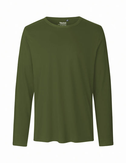 Men's relaxed fit Fairtrade Long Sleeve T-Shirt in a rich colour, perfect for layering or casual ensemble.