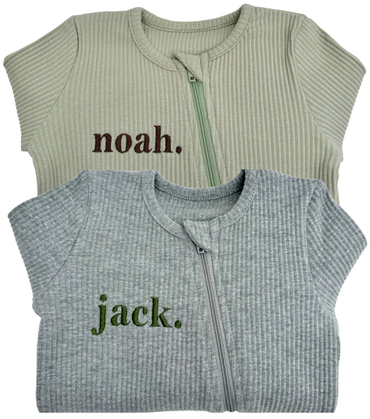 Luxurious Dove Grey Zip Sleepsuit for newborns to toddlers by DreamBuy, crafted from soft, high-quality materials for ultimate comfort and style.