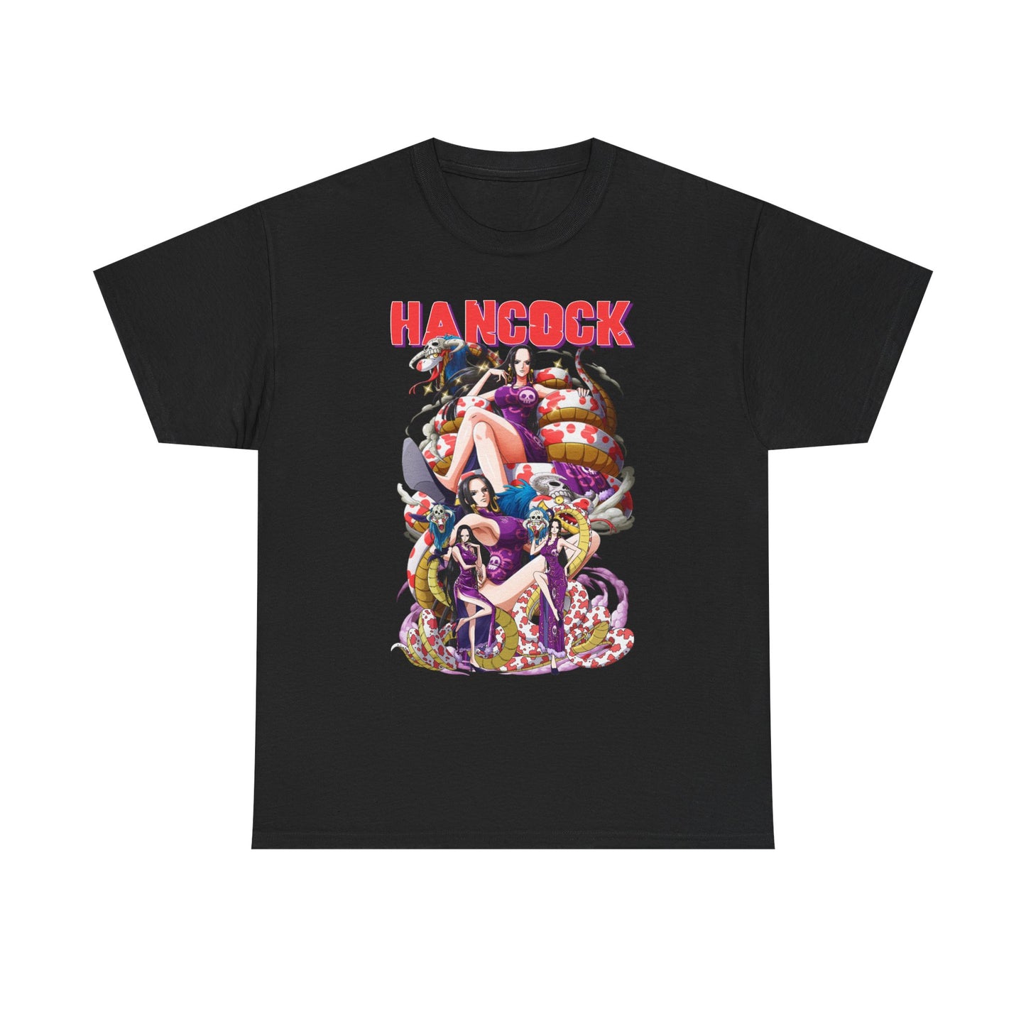 Elegant black men's t-shirt adorned with a striking Hancock anime graphic, capturing stunning artwork and trendy aesthetics for fashionable anime lovers.