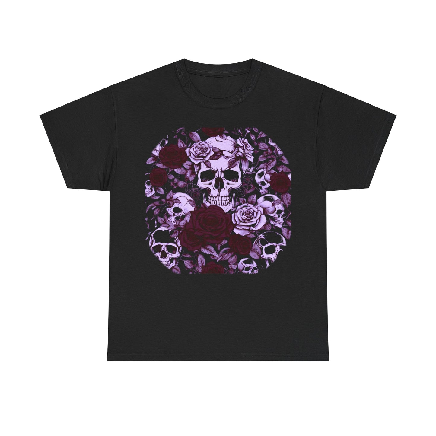 Skulls and Roses Cotton Tee, Unisex Graphic Shirt, 7 color choice