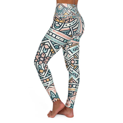 Dazzling Dreams Studio Modern Pattern Design Pastel Leggings paired with a sporty outfit, highlighting their chic aesthetic and eco-friendly materials for a luxurious fitness experience.