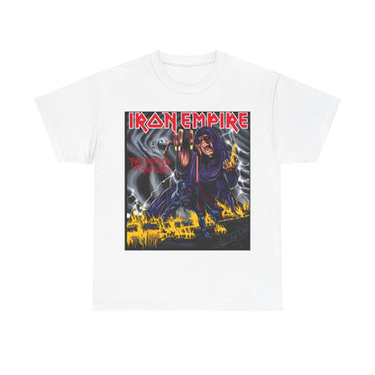 Refined Iron Empire Graphic Tee in white showcasing a captivating Darth Sidious graphic, representing the Dark Side of the Force, crafted from sustainable cotton.