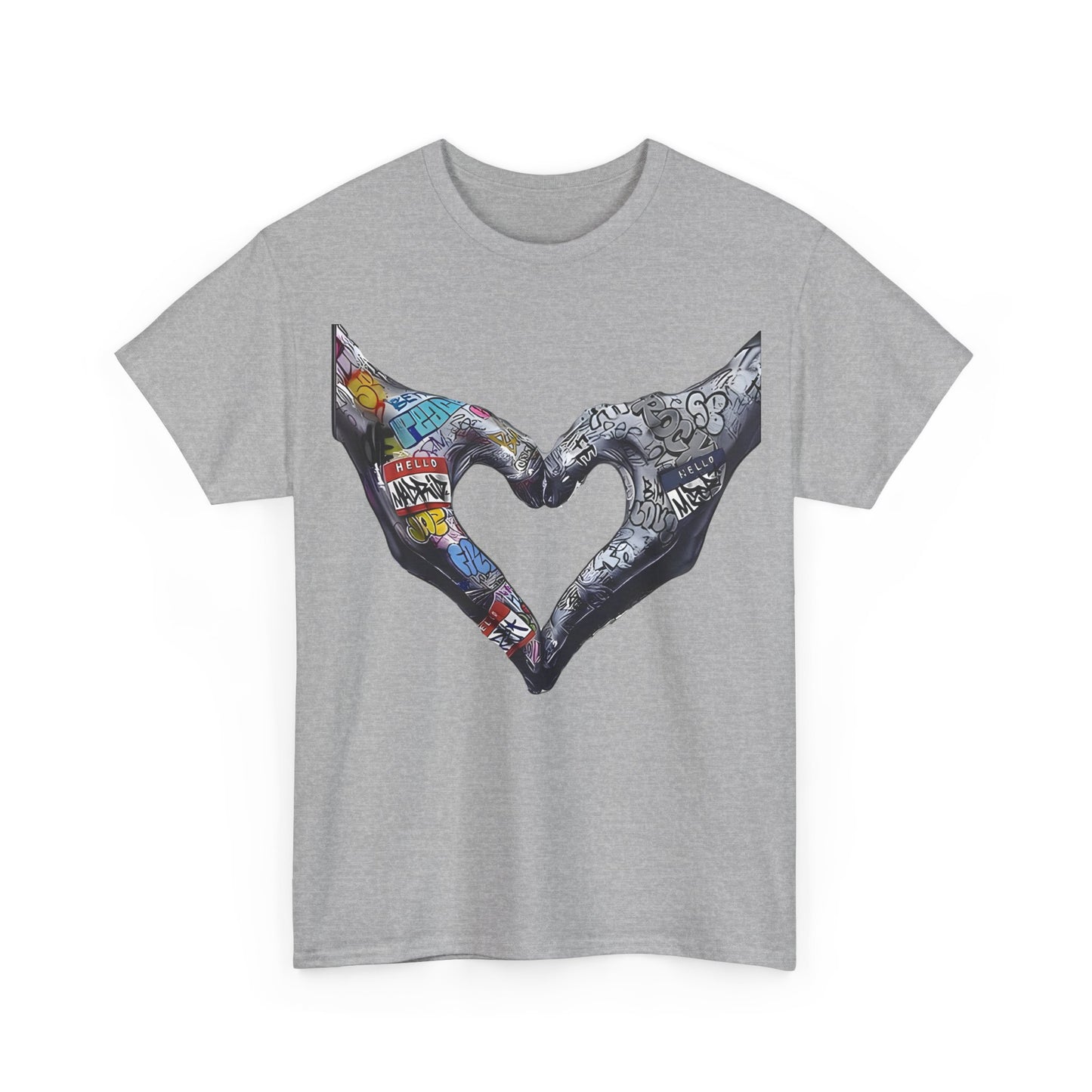 Graffiti Hands Tee, Love Graphic T-Shirt, Urban Streetwear Top, Unisex Cotton