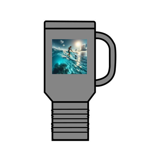 Fantasy Paddleboarding Insulated 40oz Travel Mug with exquisite paddleboarding imagery, embodying elegance and ideal for lovers of outdoor escapades.