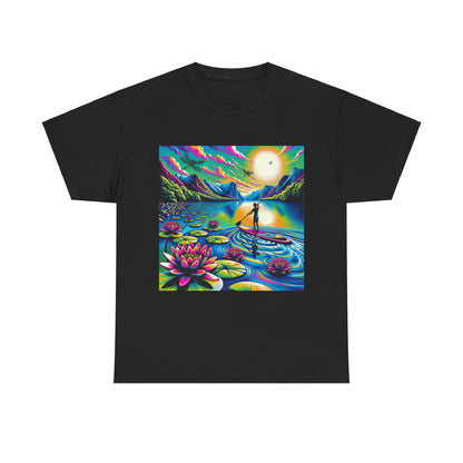 Stylish design of Delightful Paddle Board T-Shirt by Dazzling Dreams Studio, highlighting the serene essence of water sports and outdoor fashion.