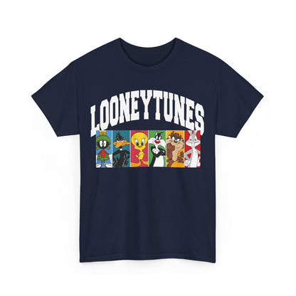 Luxurious Looney Tunes Graphic T-Shirt featuring iconic characters in vibrant panels, showcasing a blend of nostalgia and modern style. Urban unisex cotton tee designed for fans of timeless animation and high-end fashion.