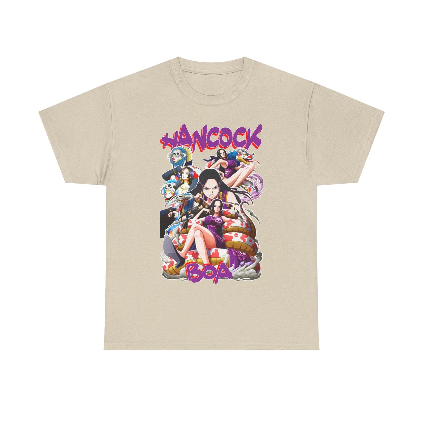 Exquisite beige Boa Hancock Royalty T-Shirt displaying striking anime graphics, ideal for anime enthusiasts seeking comfort and flair.