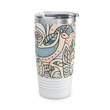 Elegant Pastel Panorama 20 Oz Tumbler by Dazzling Dreams Studio, showcasing its ribbed grip bottom and push-on lid, perfect for stylish on-the-go hydration.