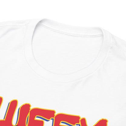 Close-up detail of the luxurious Luffy & Crew T-shirt collar, highlighting the premium quality fabric and vibrant, sophisticated print.