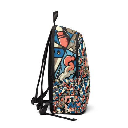 Vibrant Modern Pop Art Backpack by Dazzling Dreams Studio featuring dynamic cartoon figures and a striking design, perfect for adding a touch of luxury to your everyday style.