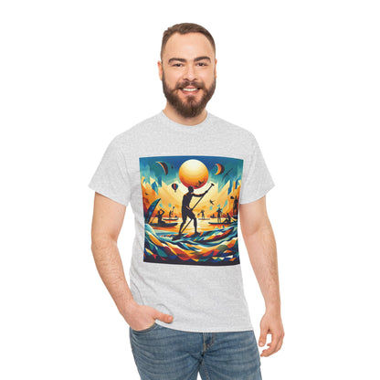 Luxury Paddleboarding Scene T-Shirt designed for water lovers by Dazzling Dreams Studio, showcasing a stunning paddleboarding design in a serene natural setting.
