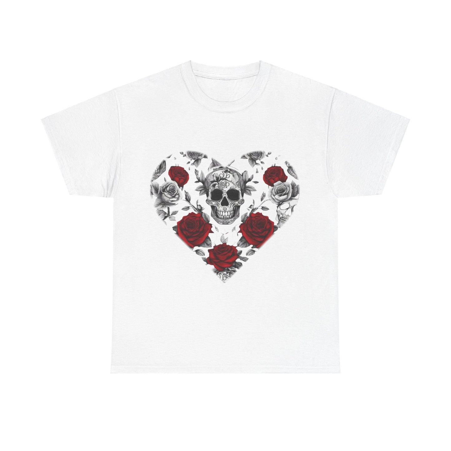 Skulls and Roses Cotton Tee, Unisex Graphic Shirt, 7 color choice