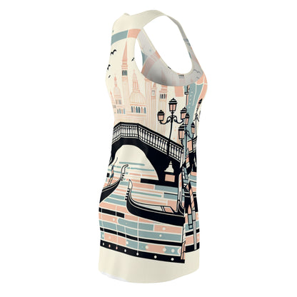Valentina Rhapsody Venice Dress - Pastel Patterned Racerback capturing the blend of modern fashion and timeless architecture reminiscent of Venice's quaint beauty.