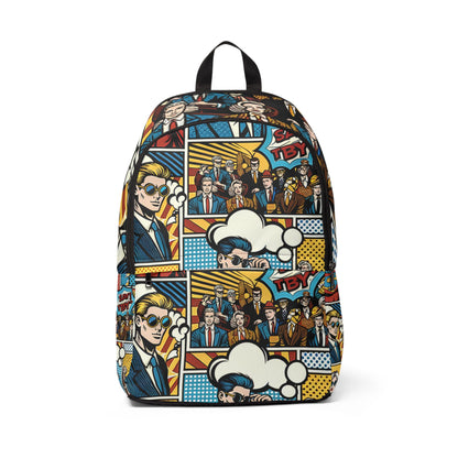 Luxurious Modern Pop Art Backpack by Dazzling Dreams Studio featuring vibrant cartoon characters, ideal for fashion enthusiasts seeking a blend of sophistication and playful design.