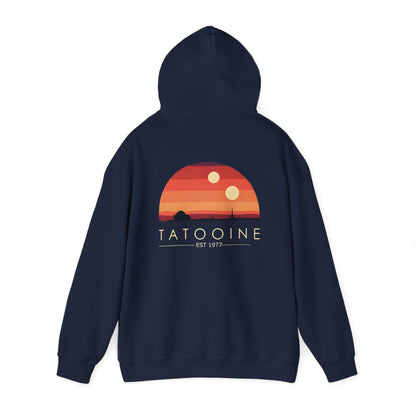 Chic Cosmic Adventure Hoodie featuring a breathtaking Tatooine sunset, an essential fashion statement for any Star Wars aficionado.