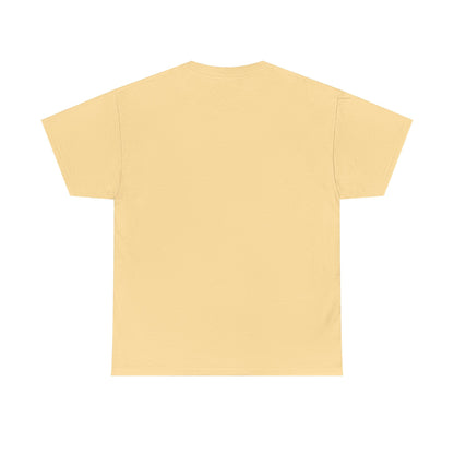 Back view of a classic yellow unisex t-shirt, embodying luxury and comfort, featuring top-tier cotton fabric from the 'In My Defence I Was Left Unsupervised' series.