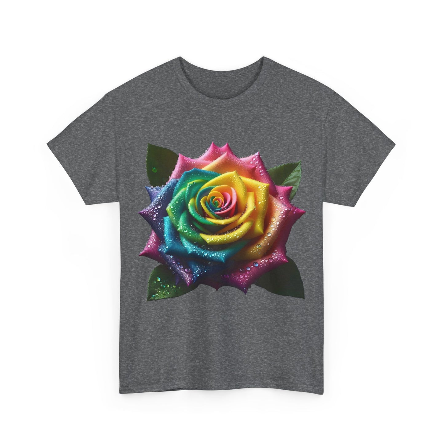 Rainbow Rose Unisex Cotton Tee Graphic T Shirt Unisex