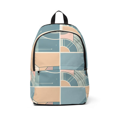 Pastel Serenity Backpack by Dazzling Dreams Studio showcasing contemporary asymmetrical design with geometric patterns, perfect for elevating style while ensuring practicality.