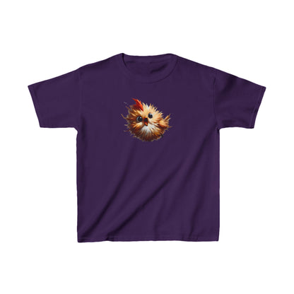 Child's Unisex Cartoon Bird Graphic Cotton Tee in rich purple, adorned with a charming cartoon bird illustration. A fashionable choice for children who enjoy unique and playful fashion.