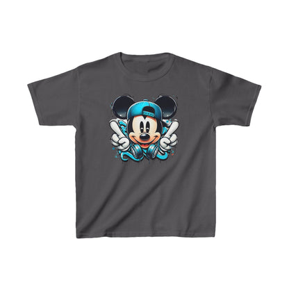 Child's Mickey Mouse Graffiti Unisex Graphic Tee Shirt Kids - Sophisticated grey tee featuring a graffiti-inspired Mickey Mouse design, perfect for contemporary young wardrobes.