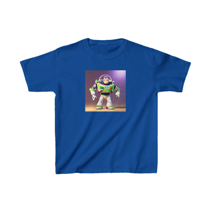 Kids Buzz Lightyear Heavy Cotton T-Shirt in classic royal blue, showcasing a bold print of Buzz Lightyear, designed for young adventurers who appreciate quality and durability.