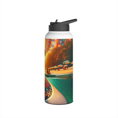 Sophisticated Fantasy Paddleboarding Stainless Steel Water Bottle with artistic design, embodying luxury and outdoor adventure.