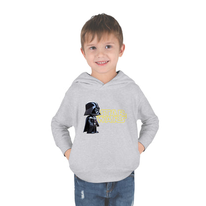 Charming young boy wearing a luxurious Darth Vader Hoodie, perfect for Star Wars fans aged 2-5, featuring iconic character design.