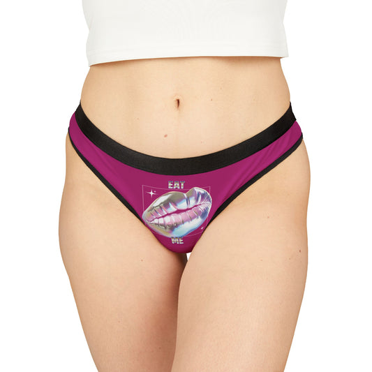 Womens Sexy Thong Cheeky EAT ME Lips, Seductive Temptress, Naughty Underwear