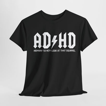 Luxury AD HD Rockers AC DC Graphic T-Shirt in black, featuring bold white text, ideal for stylish music enthusiasts.