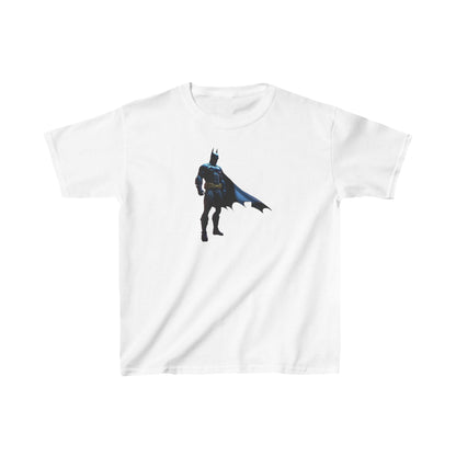 Kids Batman Heavy Cotton T-Shirt in classic white, adorned with an iconic Batman design, perfect for chic superhero adventures.