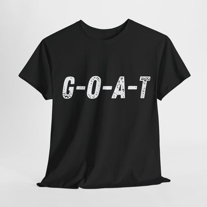 Greatest of All Time GOAT Graphic T-Shirt in elegant black cotton, showcasing a stylish G-O-A-T design for urban sophistication.
