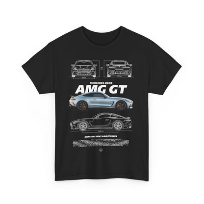Men's T-shirt displaying a bold graphic of the Mercedes-Benz AMG GT in black, exuding sophistication and style.