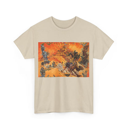 Luxury Discworld Pyramids Graphic Unisex T-Shirt in beige, featuring a stunning front graphic that pays homage to Discworld's iconic landscapes.