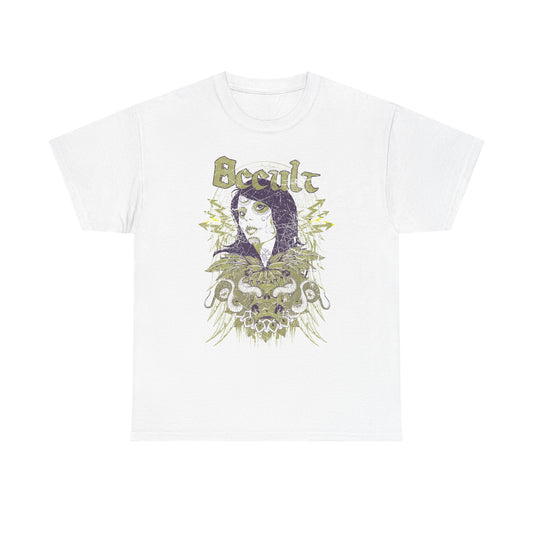 Men's luxury graphic t-shirt featuring an intricate Day of the Dead skull design with whimsical wings, showcased in an elegant off-white colour.