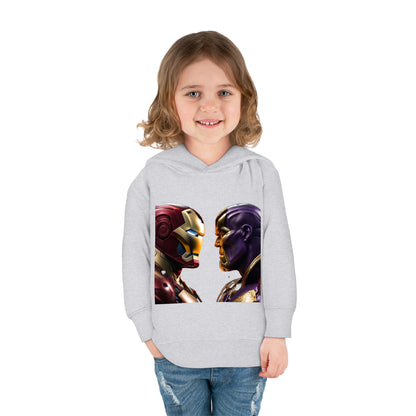 Luxury Iron Man Vs Thanos Child's Unisex Hoodie featuring a striking graphic on a grey fleece sweater, ideal for young superhero fans aged 2-5 years.