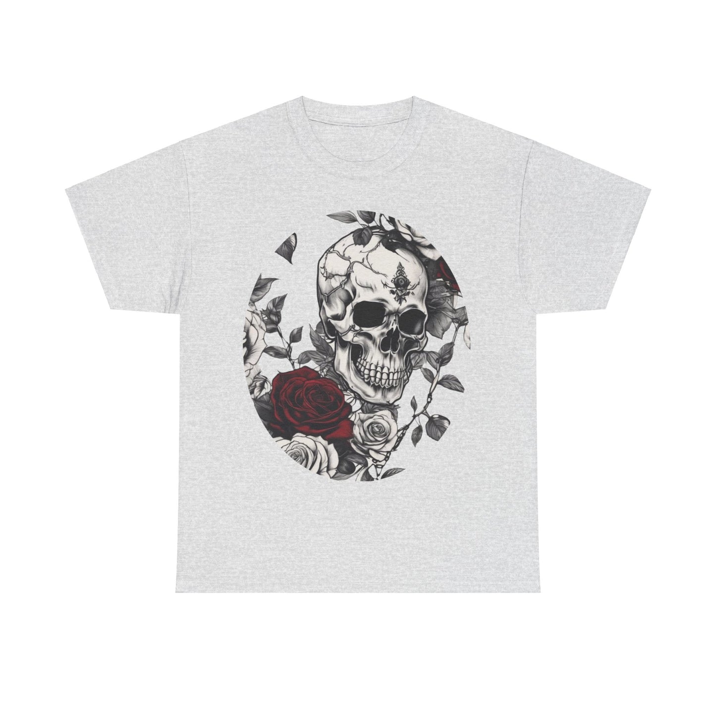 Skulls and Roses Cotton Tee, Unisex Graphic Shirt,