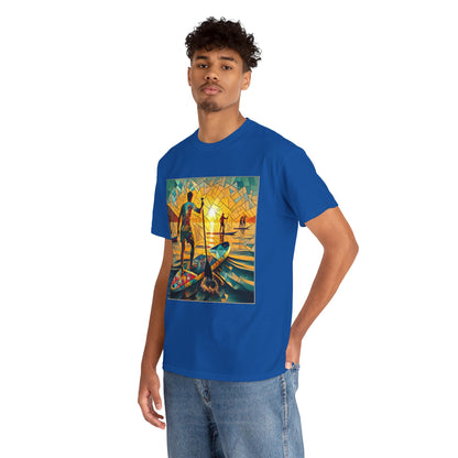 Fashionable Luxury Paddleboarding Scene T-Shirt by Dazzling Dreams Studio, perfect for casual outings and expressing your love for adventure.