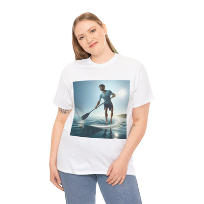 Luxurious Delightfull Paddle Board Adventure T-Shirt by Dazzling Dreams Studio featuring an enchanting paddleboarding scene, perfect for water sports enthusiasts.